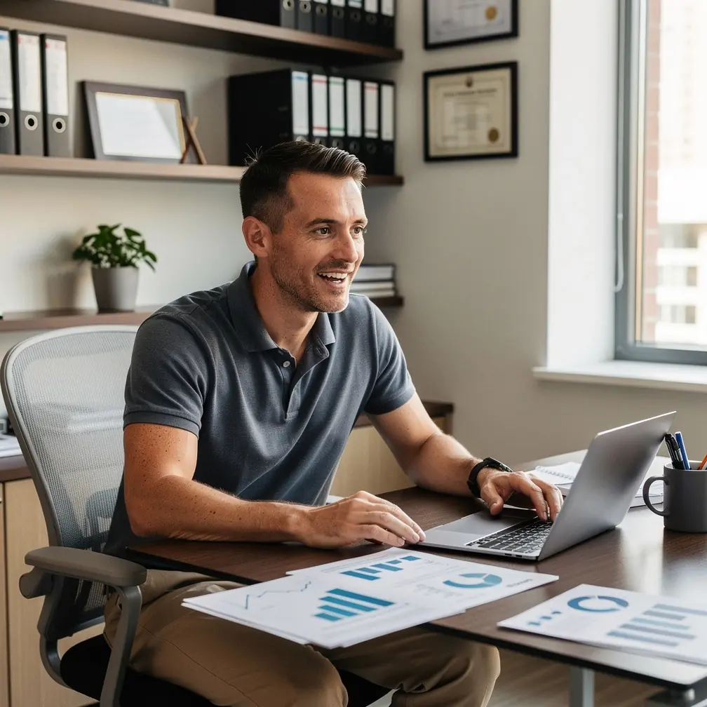 Fiatal pár tanulmányozza egy laptop képernyőjét, miközben pénzügyi blogbejegyzéseket olvasnak otthoni környezetben.